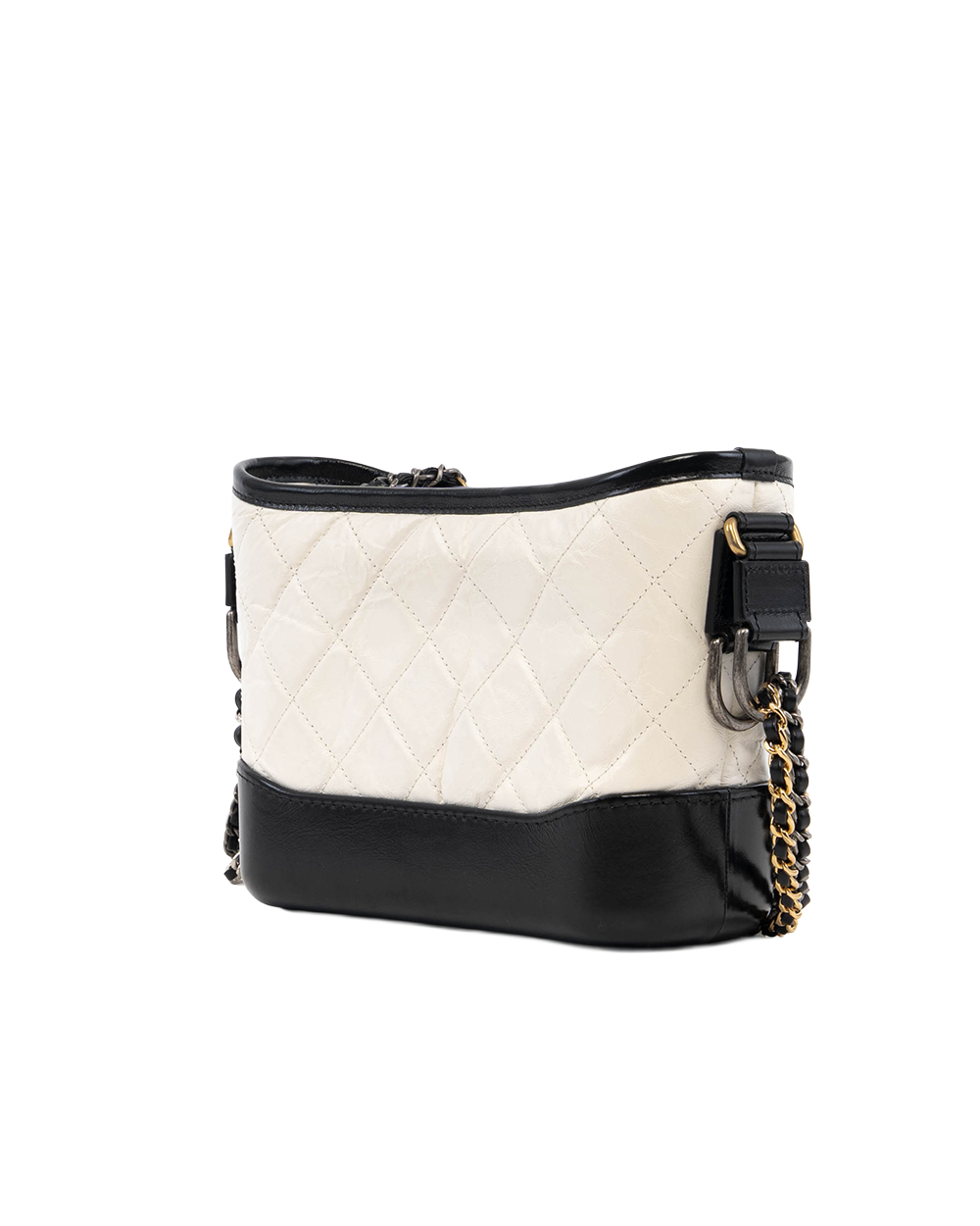 CHANEL GABRIELLE SMALL WHITE BLACK LAMB SGHW 25922063 09572