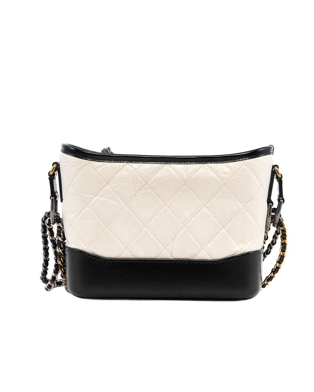 CHANEL GABRIELLE SMALL WHITE BLACK LAMB SGHW 25922063 09573