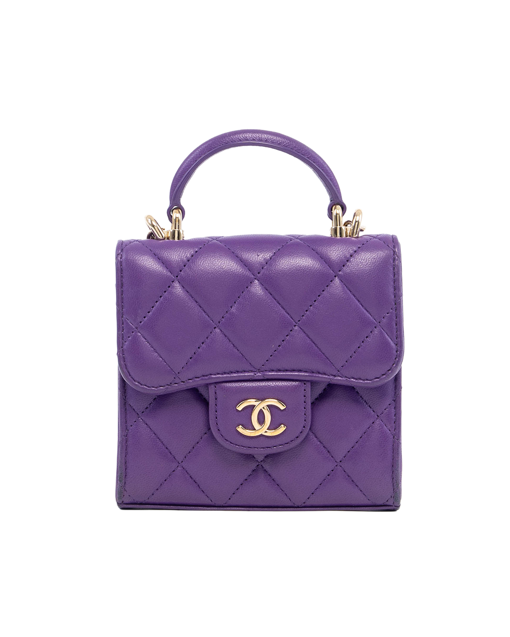 CHANEL TOP HANDLE MINI PURPLE LAMB GHW EHE5NLUC 08265