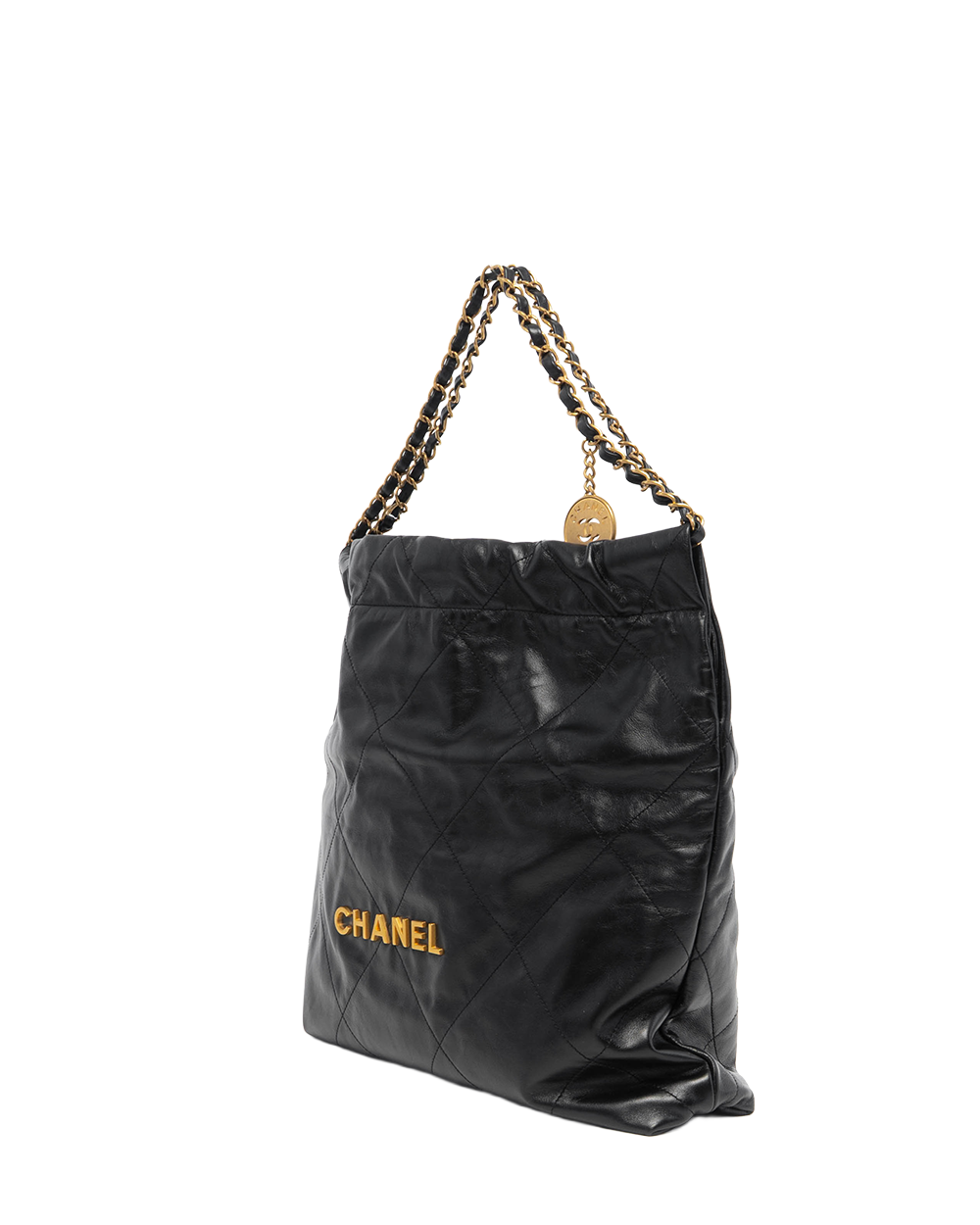 CHANEL TOTE 22 MEDIUM BLACK CALF GHW J7N6XEP9 5236