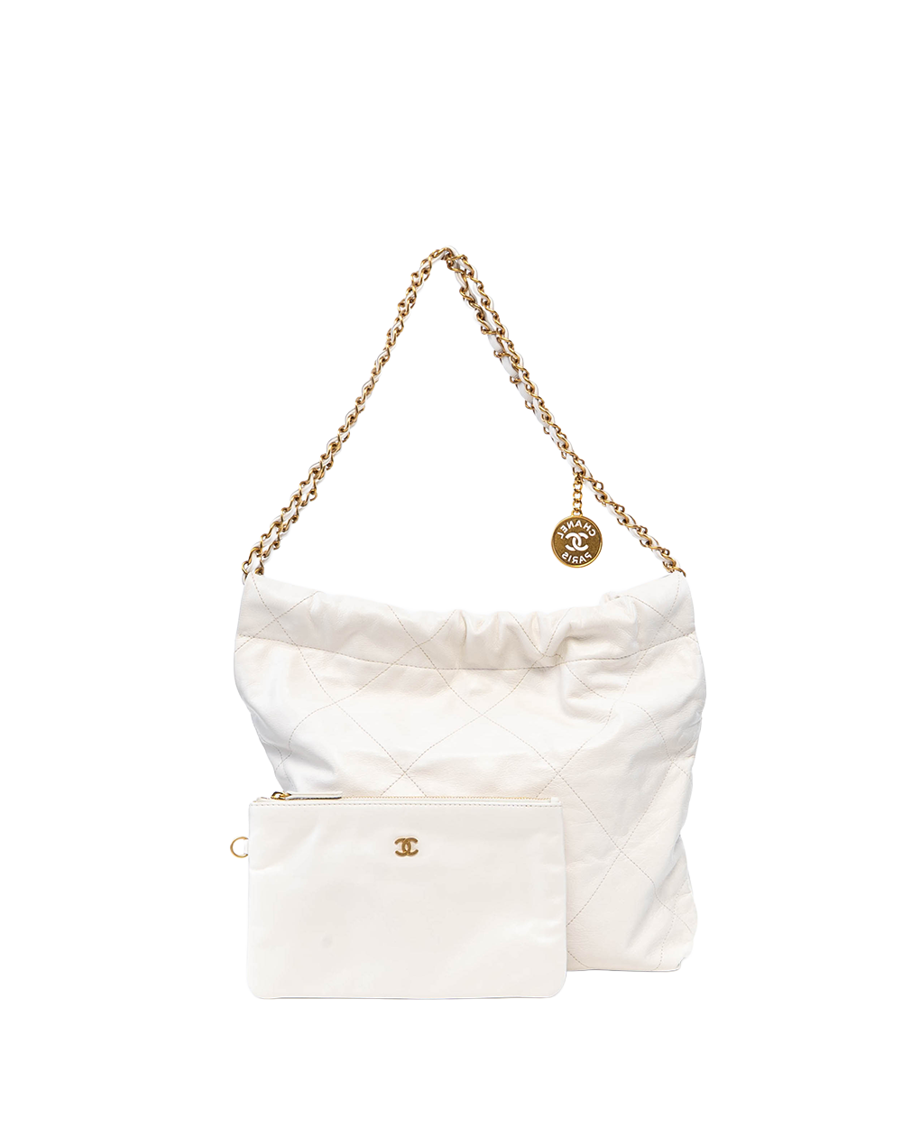 CHANEL TOTE 22 SMALL WHITE CALF GHW N2C39AKL 5213