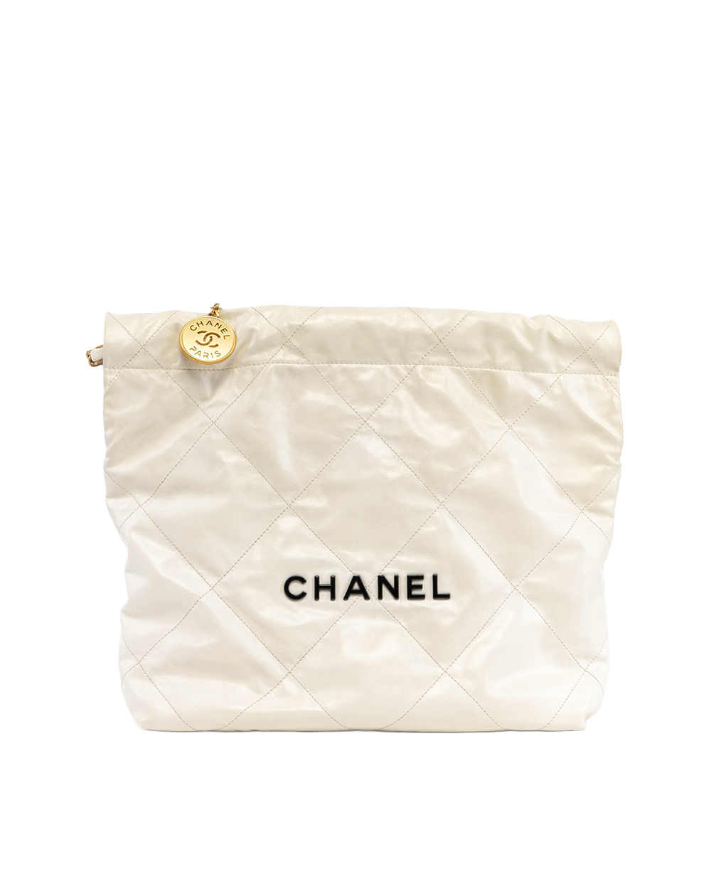 CHANEL TOTE 22 SMALL WHITE LAMB GHW T701U02H 01014