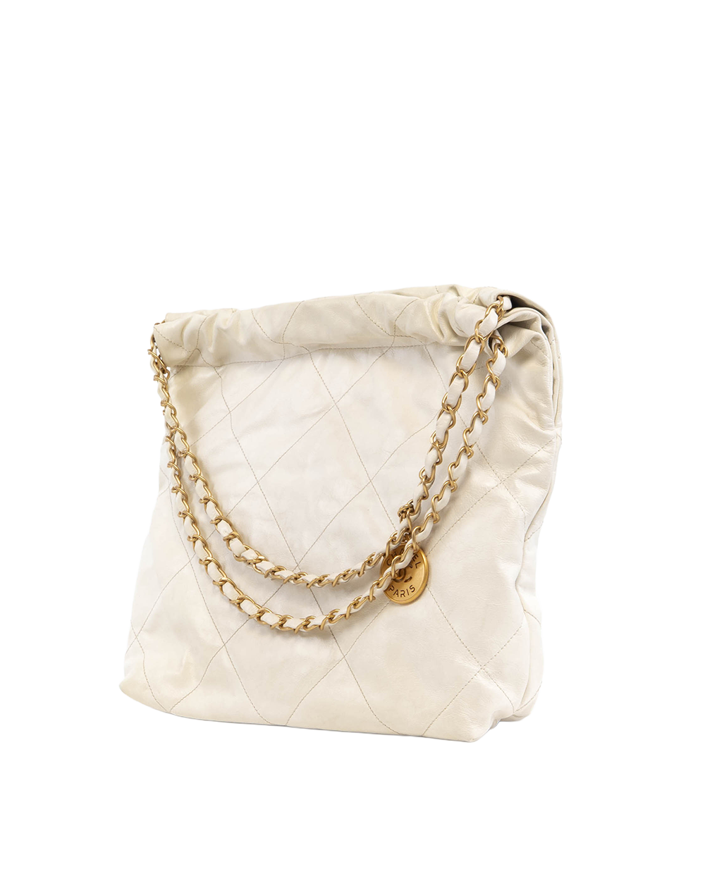CHANEL TOTE 22 SMALL WHITE LAMB GHW T701U02H 01017