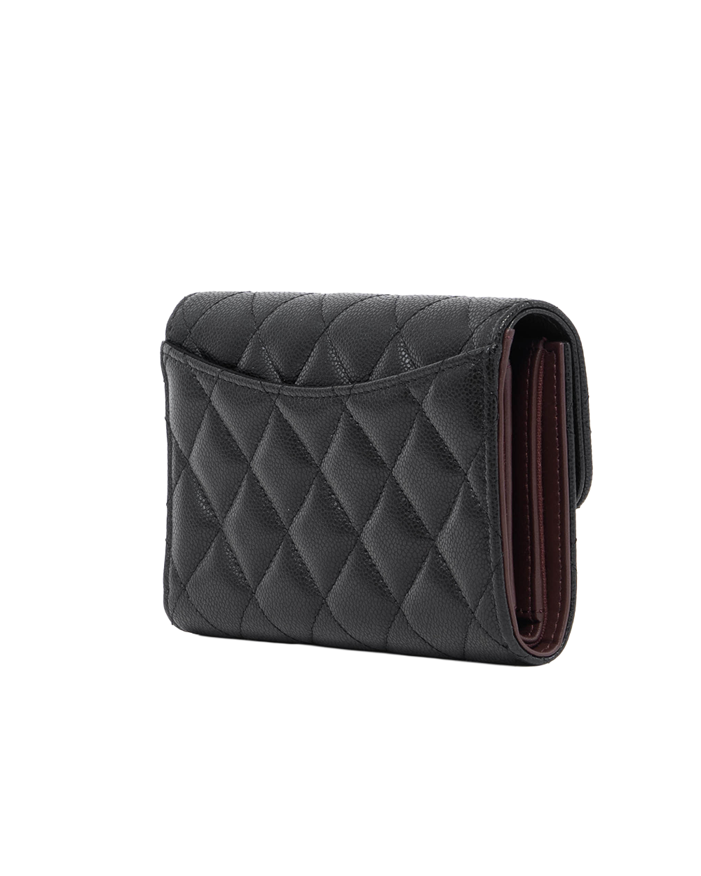 CHANEL TRI FOLD WALLET MEDIUM BLACK CAVIAR GHW UXA9029E 09473
