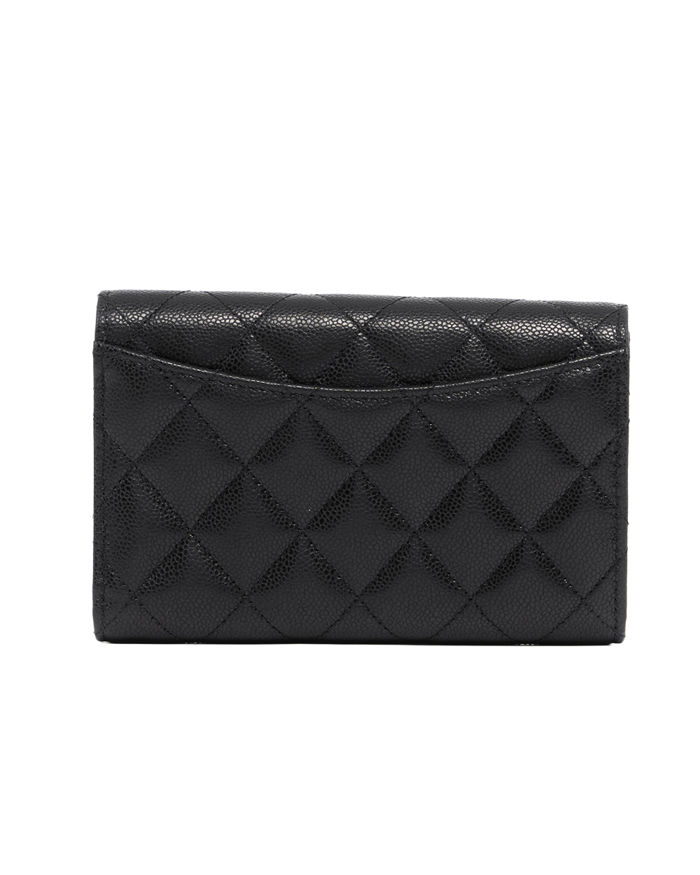 CHANEL TRI FOLD WALLET MEDIUM BLACK CAVIAR GHW UXA9029E 09474