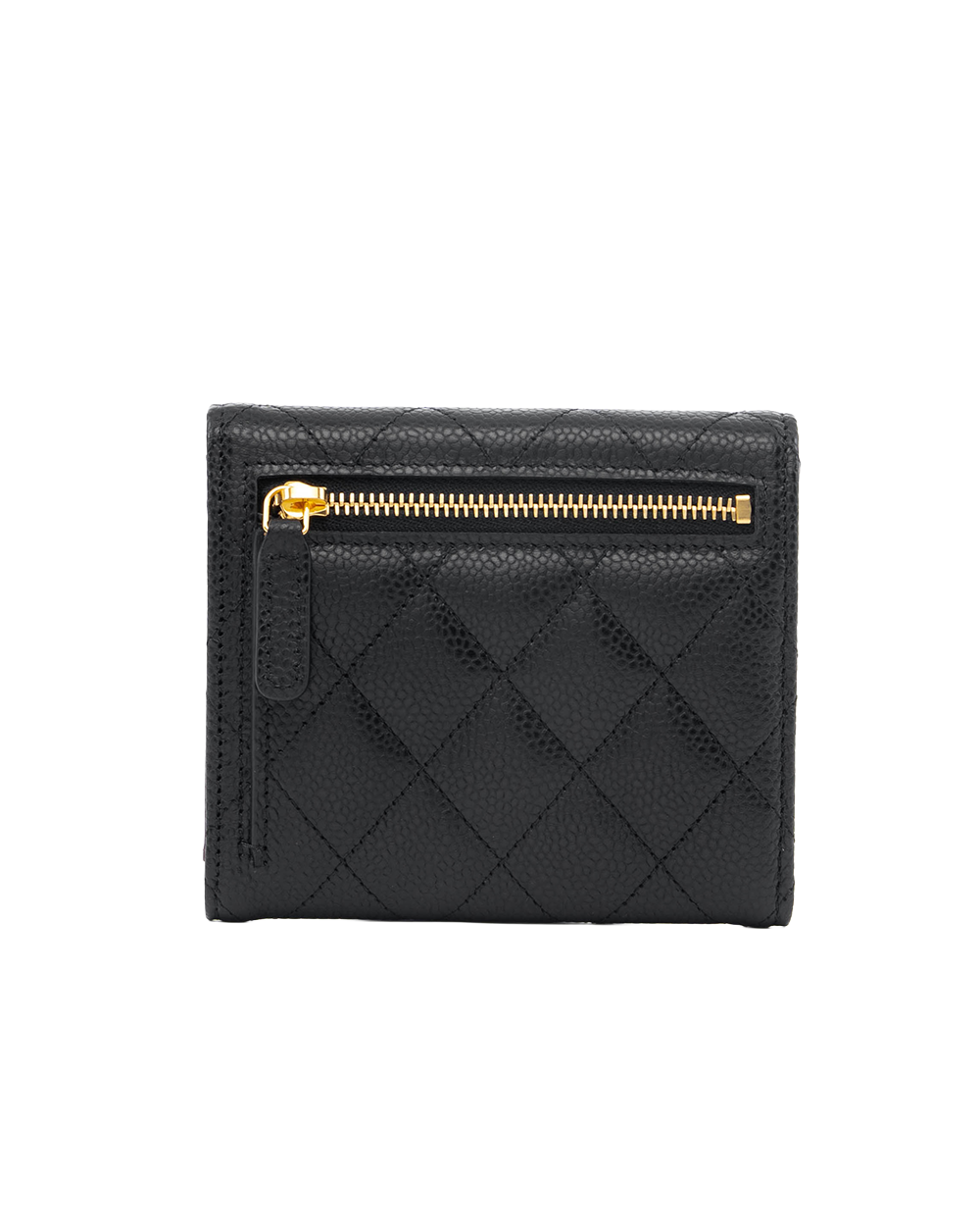 CHANEL TRI FOLD WALLET SHORT BLACK CAVIAR GHW NKN2AXH6 1159