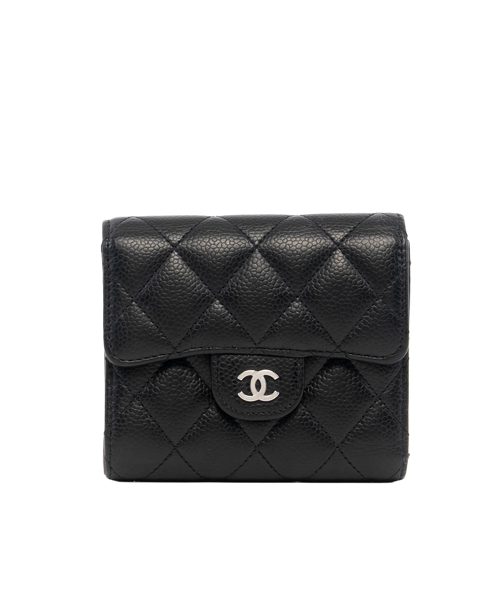 CHANEL TRI FOLD WALLET SHORT BLACK CAVIAR SHW CN3L1NUG 09604