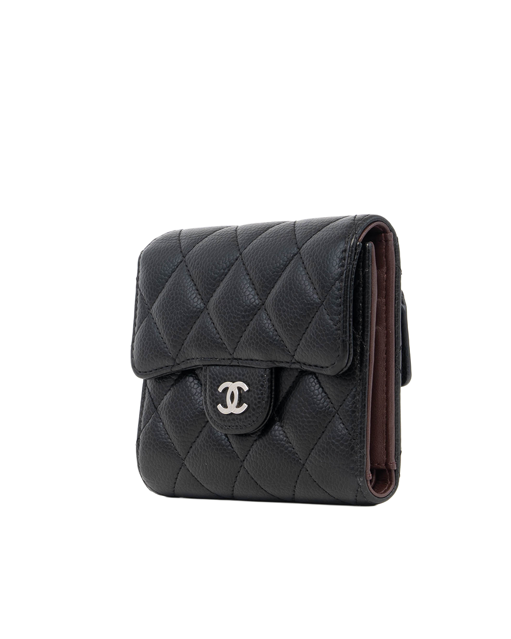 CHANEL TRI FOLD WALLET SHORT BLACK CAVIAR SHW CN3L1NUG 09605