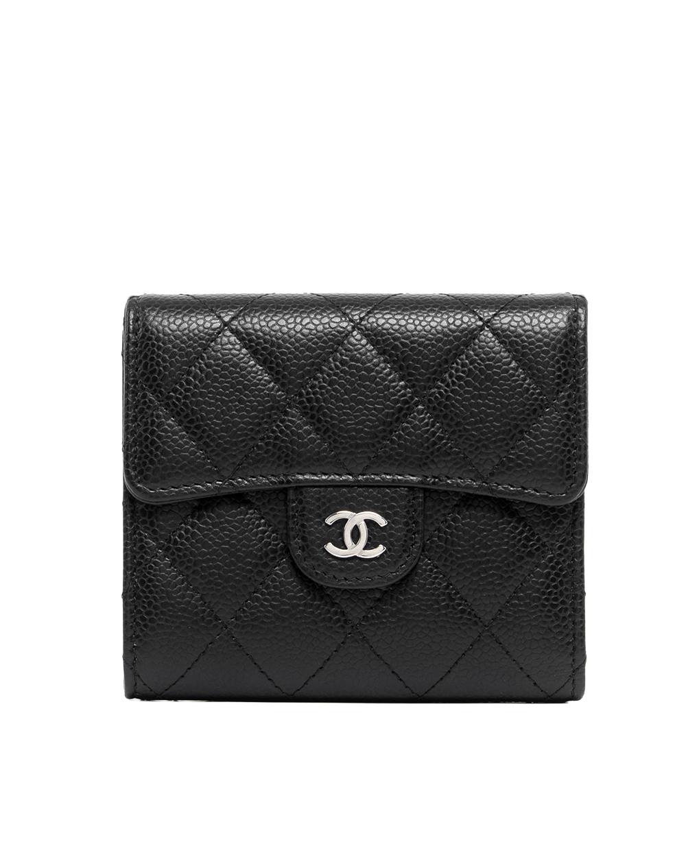 CHANEL TRI FOLD WALLET SHORT BLACK CAVIAR SHW K95648C8 09727