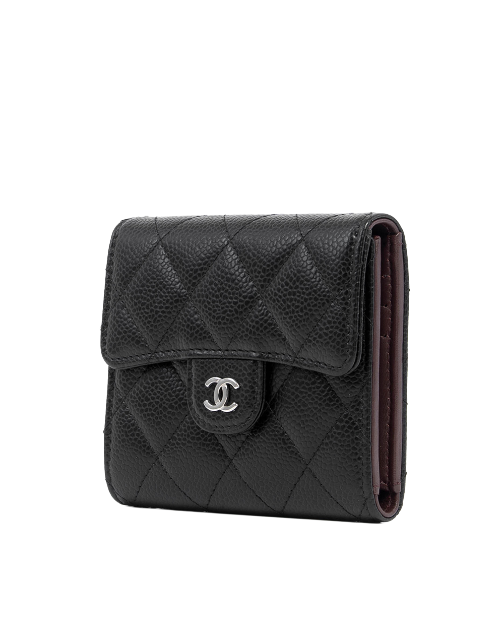 CHANEL TRI FOLD WALLET SHORT BLACK CAVIAR SHW K95648C8 09728