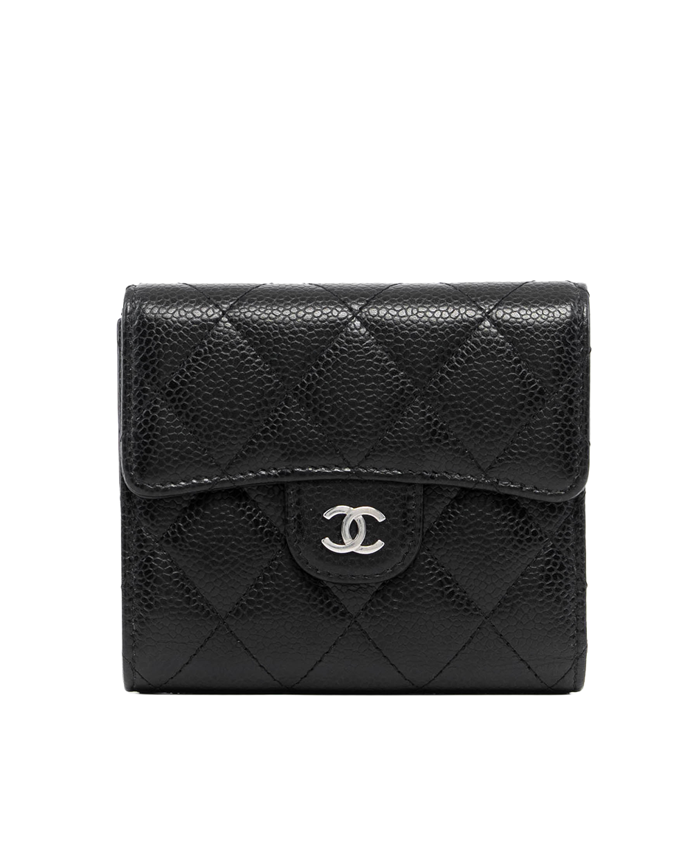 CHANEL TRI FOLD WALLET SHORT BLACK CAVIAR SHW UP282A98 08282