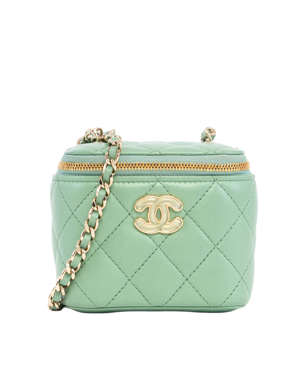 CHANEL VANITY MINI GREEN LAMB GHW TK331L63 01885
