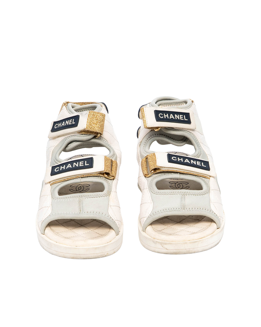 CHANEL VELCRO STRAPS SANDALS 36 WHITE 5195