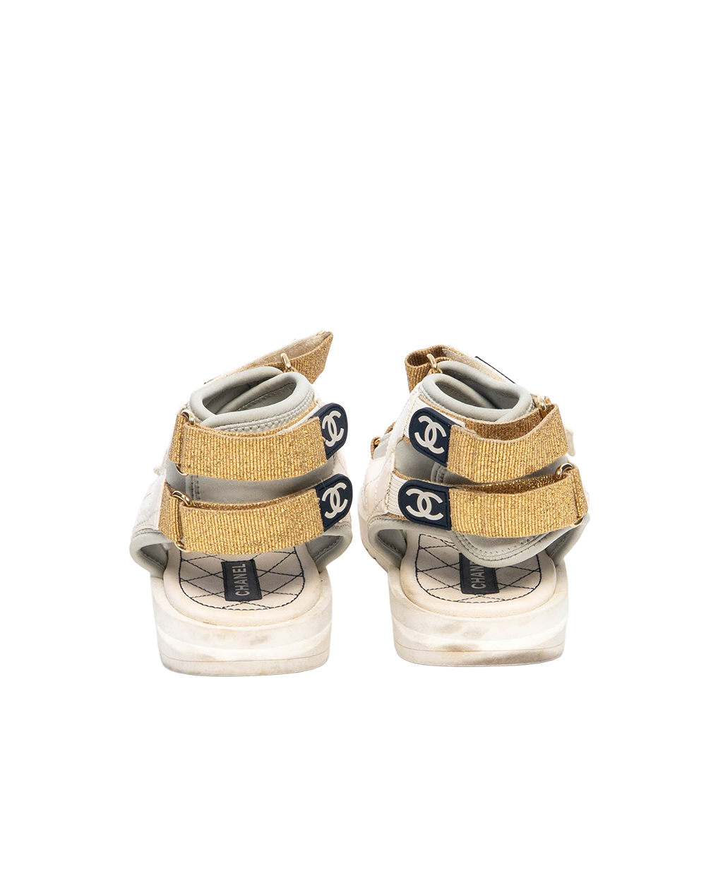 CHANEL VELCRO STRAPS SANDALS 36 WHITE 5198