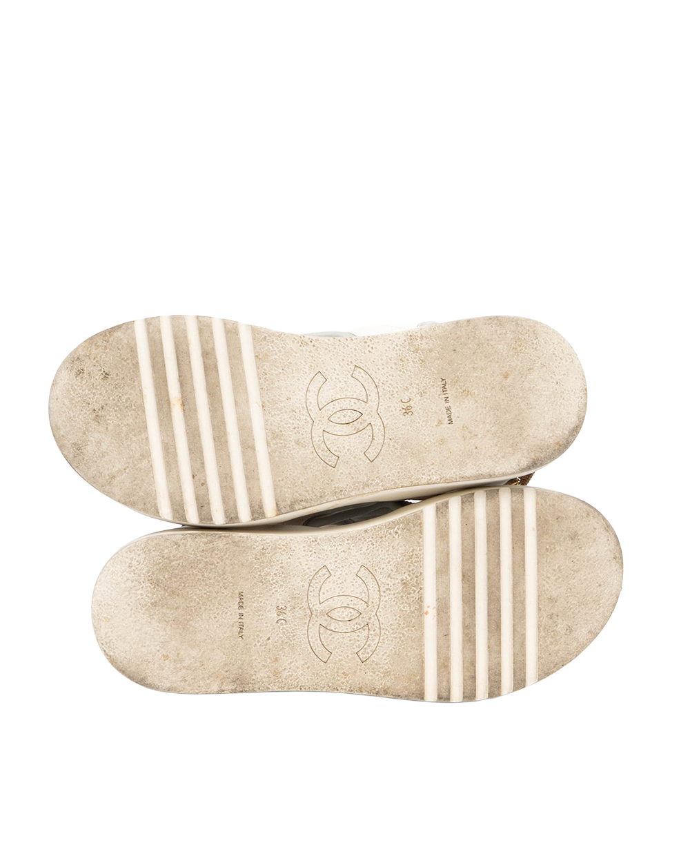 CHANEL VELCRO STRAPS SANDALS 36 WHITE 5199