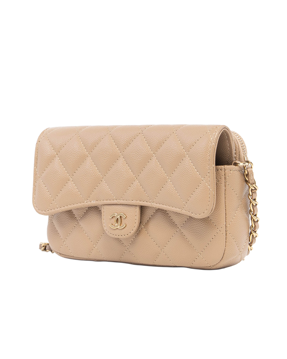 CHANEL WOC ZIPPY MINI BEIGE CAVIAR GHW XA9XC468 0606