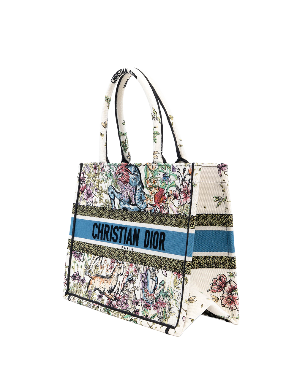 DIOR BOOK TOTE MEDIUM WHITE FLOWER AND WILD ANIMALS OBLIQUE JACUARD 50 MA 0242 08966