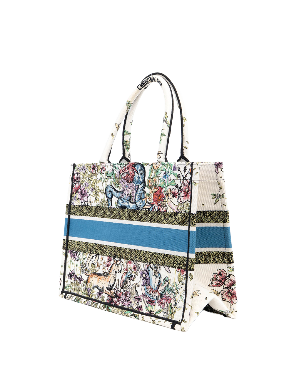 DIOR BOOK TOTE MEDIUM WHITE FLOWER AND WILD ANIMALS OBLIQUE JACUARD 50 MA 0242 08967
