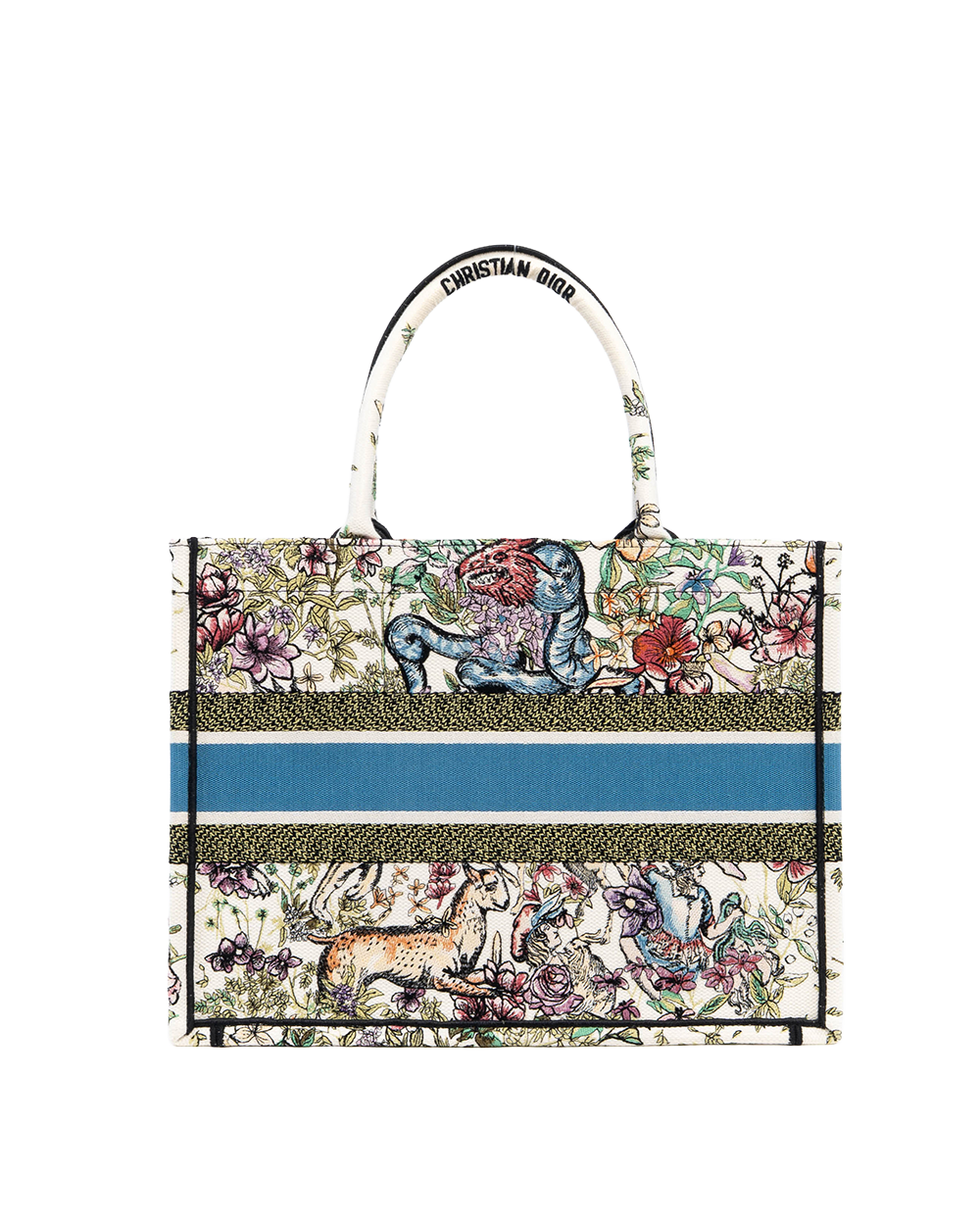 DIOR BOOK TOTE MEDIUM WHITE FLOWER AND WILD ANIMALS OBLIQUE JACUARD 50 MA 0242 08968