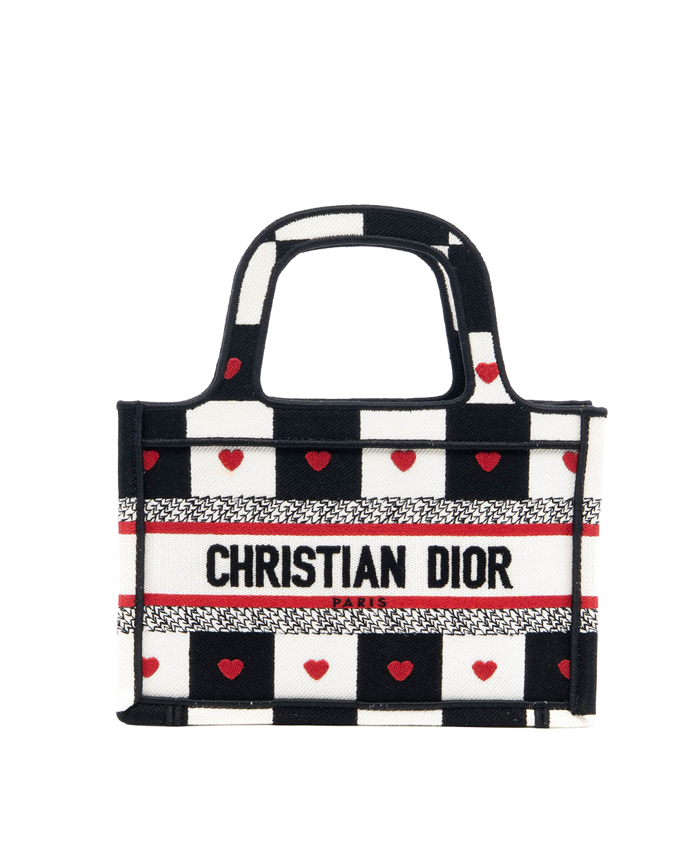 DIOR DIORAMOUR BOOK TOTE MINI BLACK RED CANVAS 50 MA 0251 8068