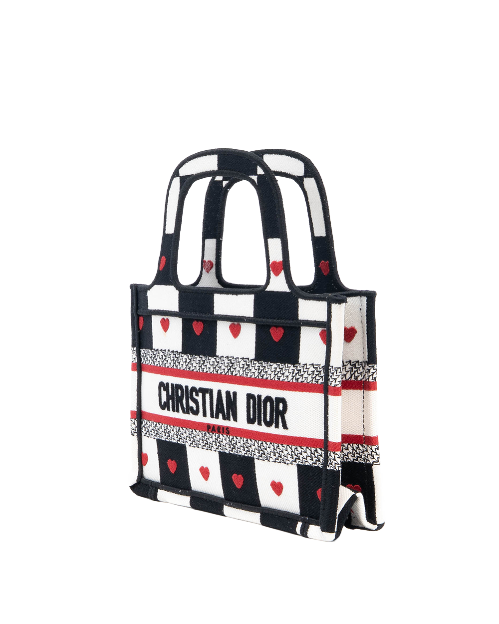 DIOR DIORAMOUR BOOK TOTE MINI BLACK RED CANVAS 50 MA 0251 8069
