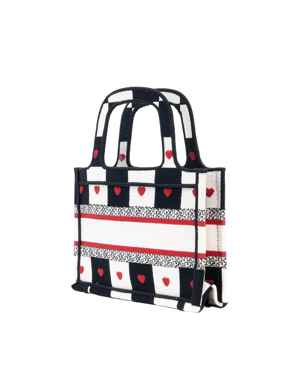 DIOR DIORAMOUR BOOK TOTE MINI BLACK RED CANVAS 50 MA 0251 8070