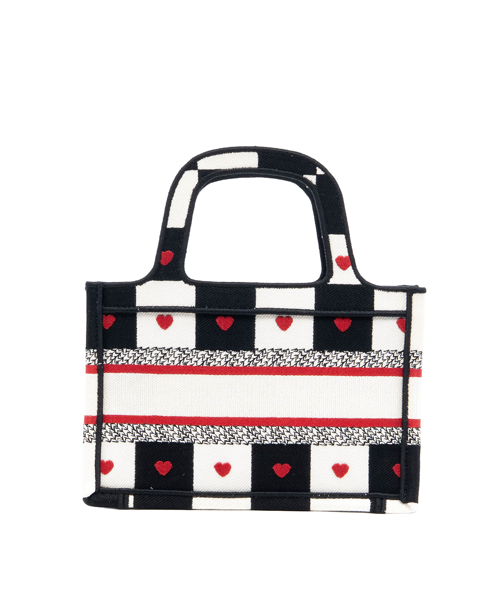 DIOR DIORAMOUR BOOK TOTE MINI BLACK RED CANVAS 50 MA 0251 8071