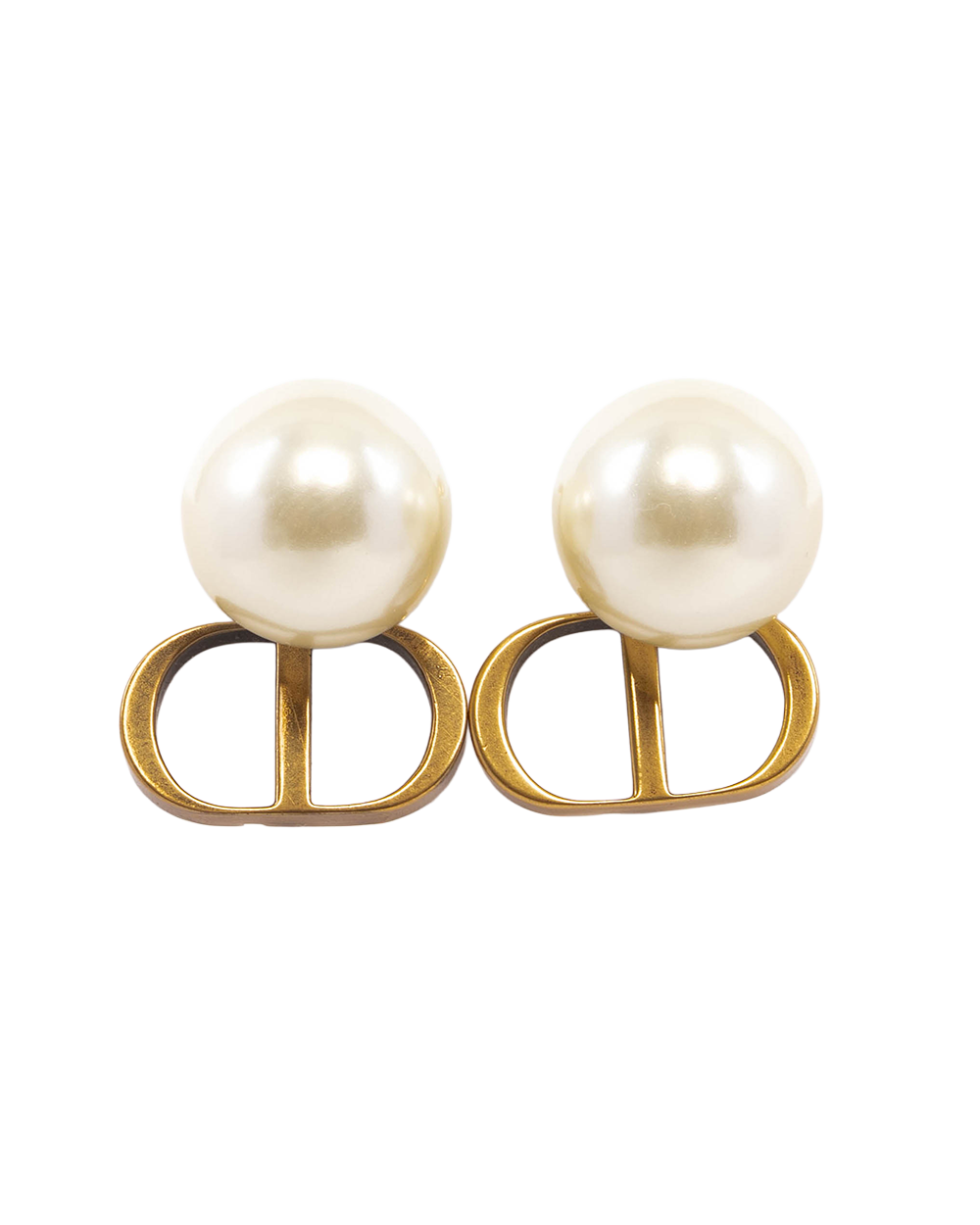 DIOR EARRINGS CD LOGO WITH PEARL GOLD PEARL GHW 09719