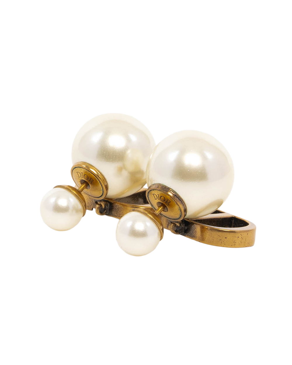 DIOR EARRINGS CD LOGO WITH PEARL GOLD PEARL GHW 09721