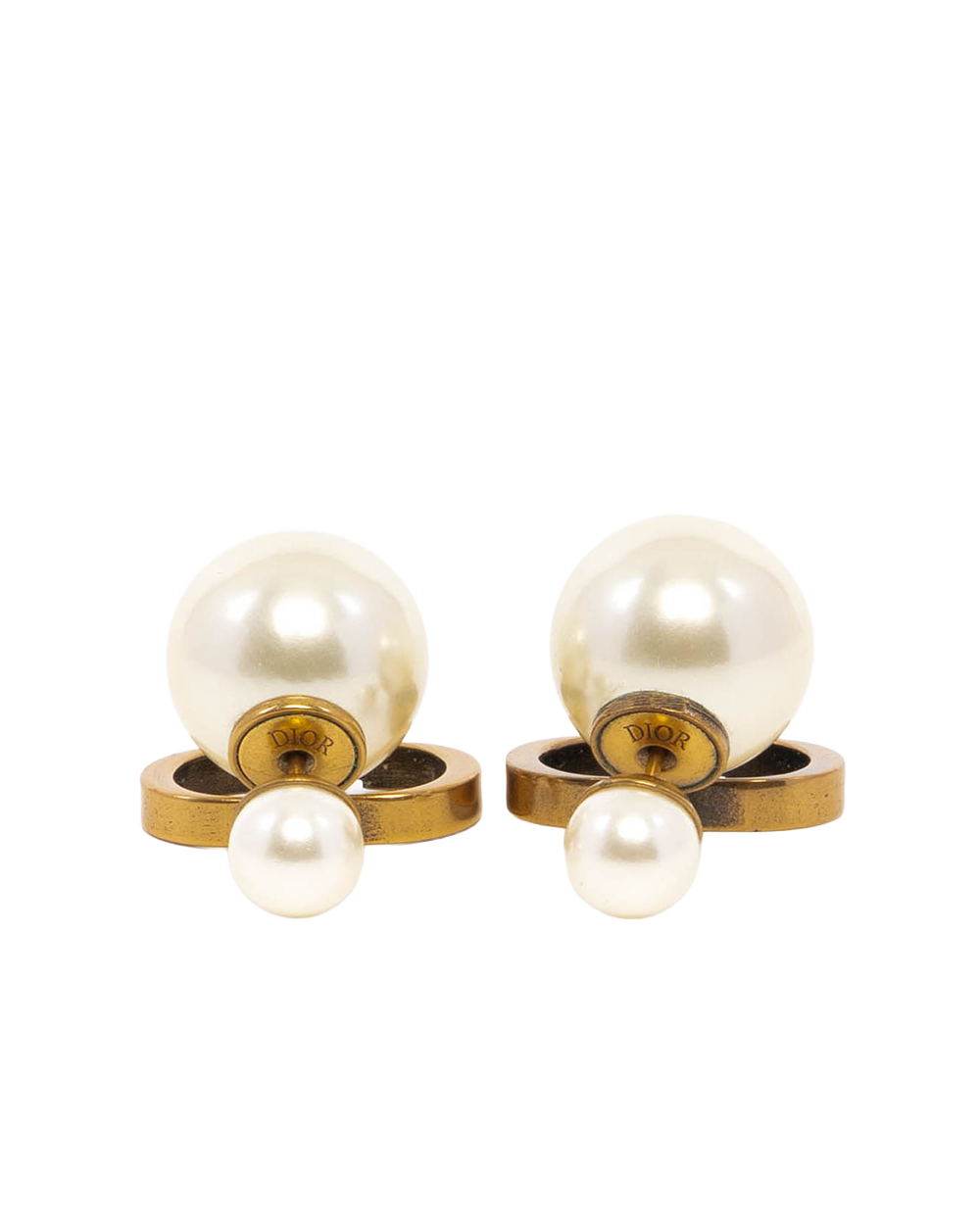 DIOR EARRINGS CD LOGO WITH PEARL GOLD PEARL GHW 09722