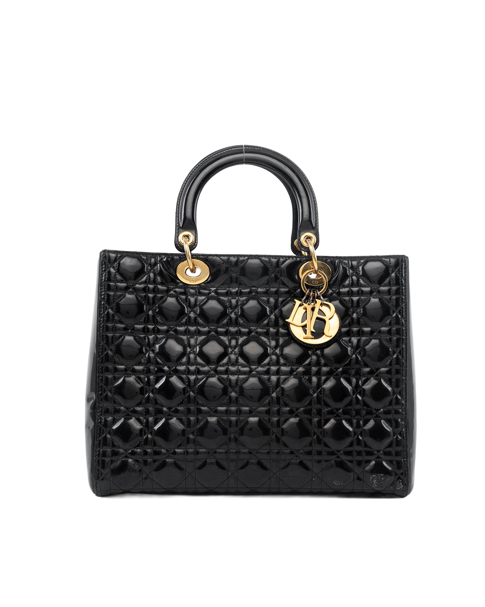 DIOR LADY LARGE BLACK PATENT GHW 05 MA 1110 07227