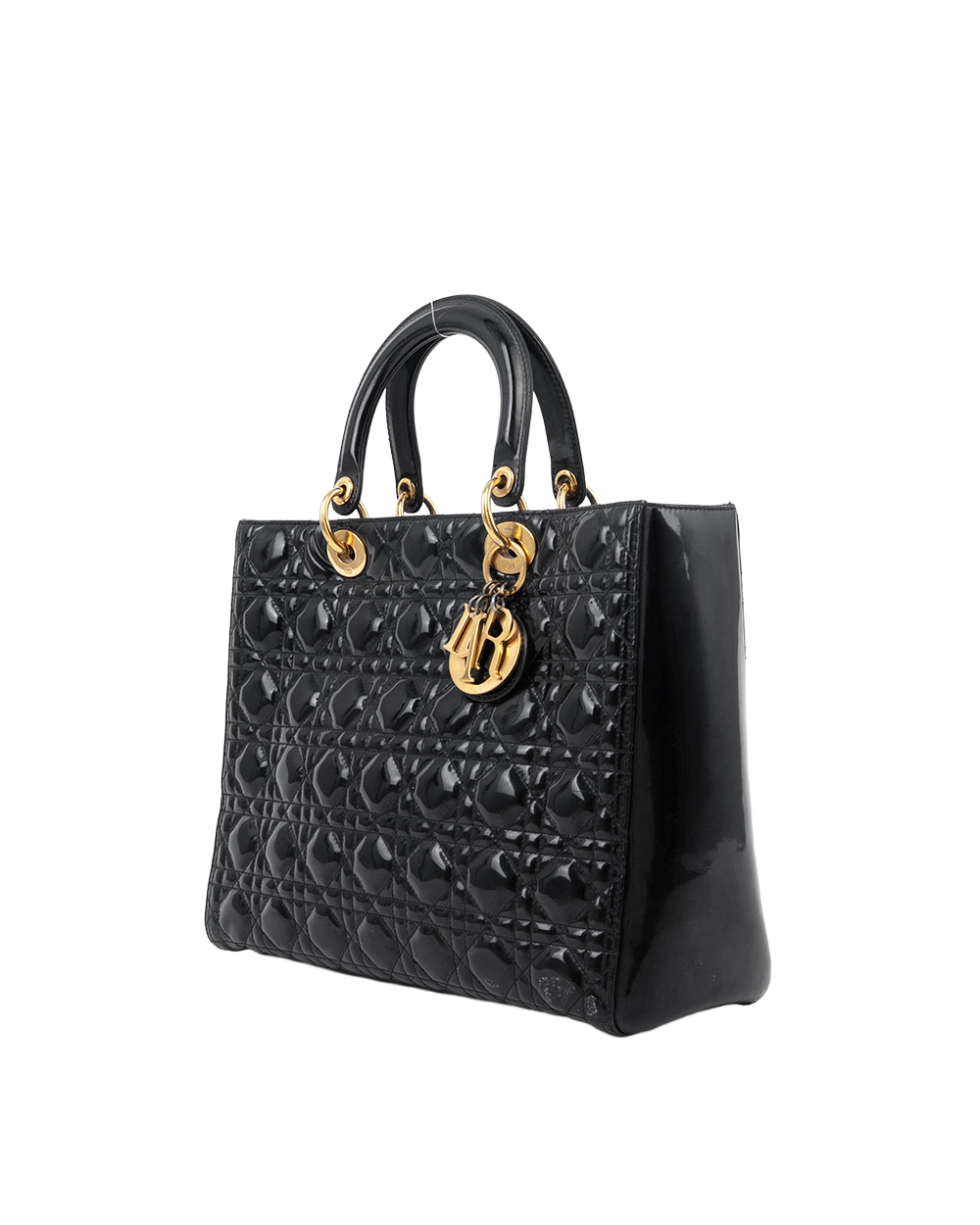 DIOR LADY LARGE BLACK PATENT GHW 05 MA 1110 07228