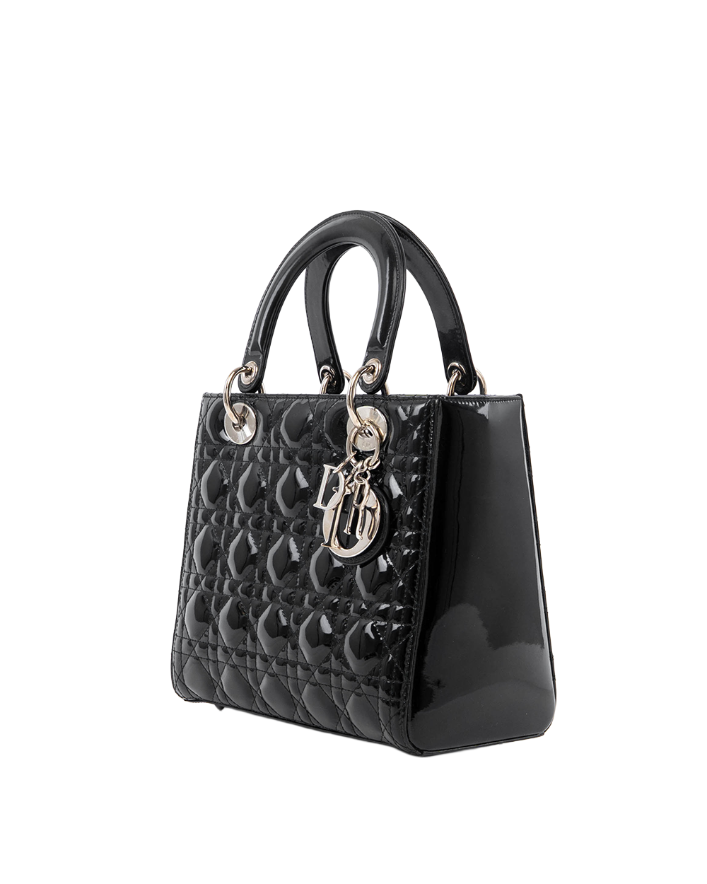 DIOR LADY MEDIUM BLACK PATENT SHW 16 BO 01555 5178