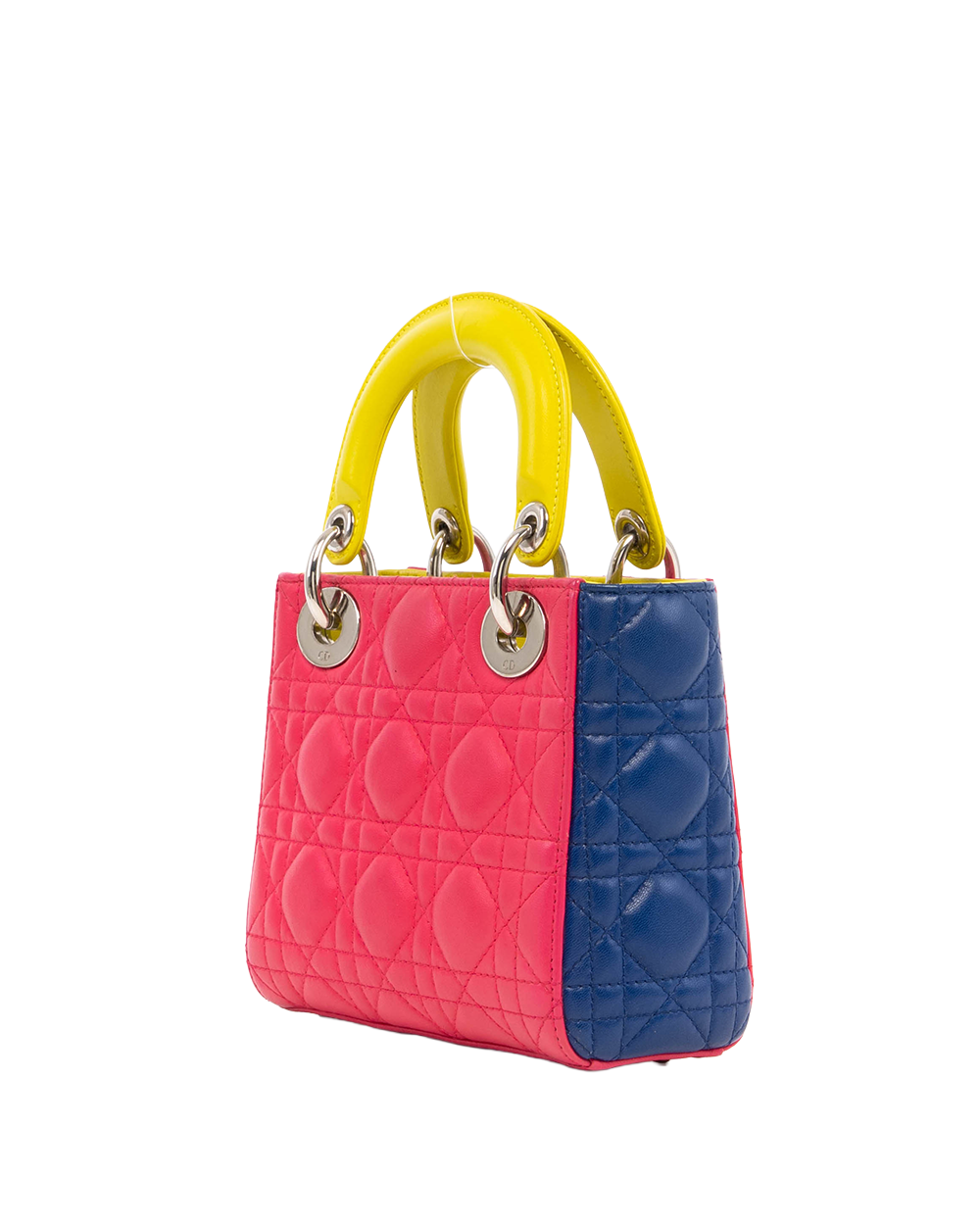 DIOR LADY MINI PINK YELLOW BLUE TRI COLOR LAMB SHW 04 MA 1113 3013