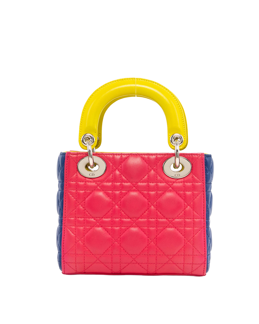 DIOR LADY MINI PINK YELLOW BLUE TRI COLOR LAMB SHW 04 MA 1113 3014