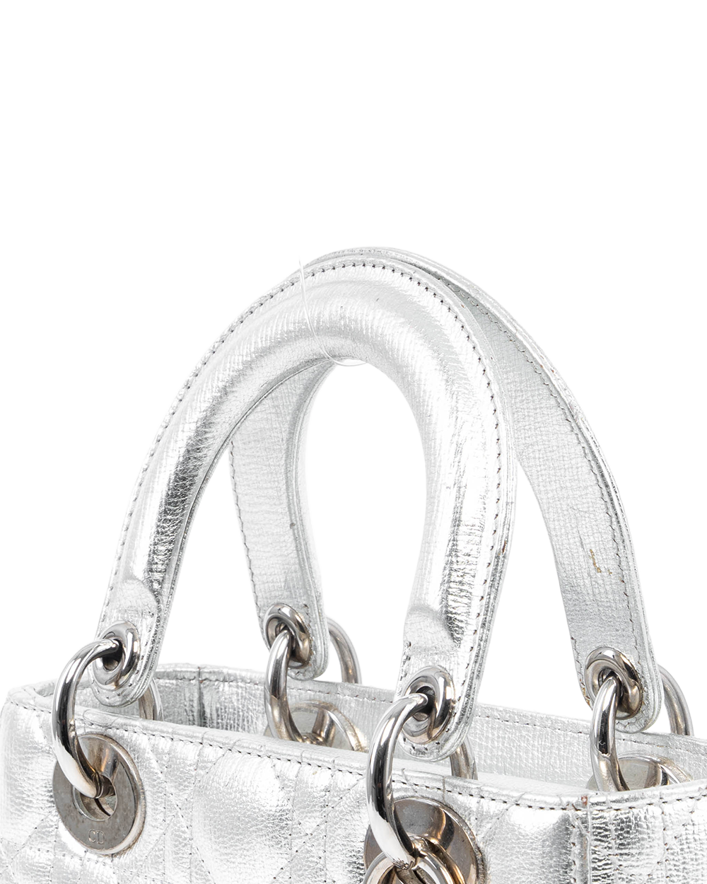 DIOR LADY SMALL SILVER METALLIC CALF SHW 18 MA 1116 82704