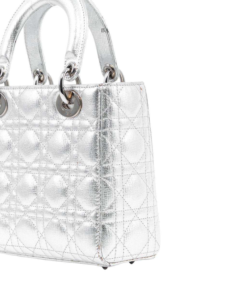 DIOR LADY SMALL SILVER METALLIC CALF SHW 18 MA 1116 82706