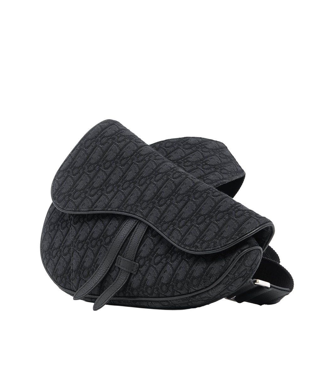 DIOR SADDLE BELT BAG BLACK OBLIQUE JACUARD SHW 16 BO 0243 8300