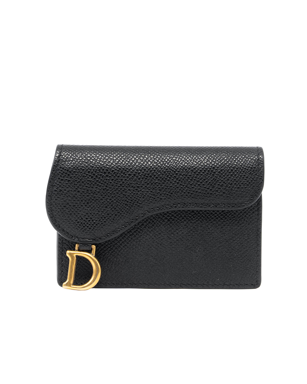 DIOR SADDLE CARD HOLDER SHORT BLACK CALF GHW 43 MA 1200 8097