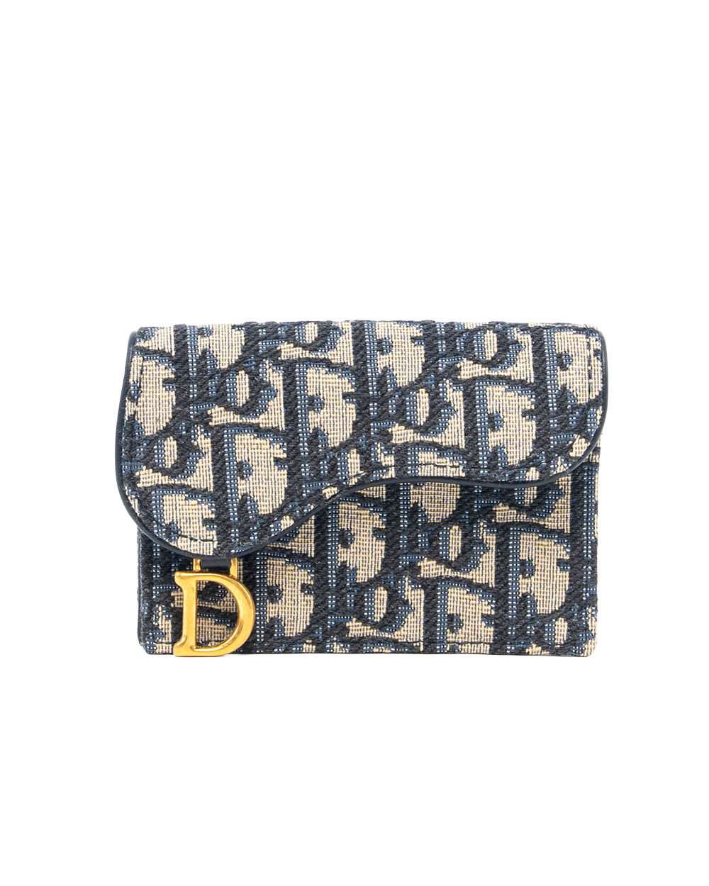 DIOR SADDLE CARD HOLDER SHORT BLUE OBLIQUE JACUARD GHW 93 MA 0272 5107