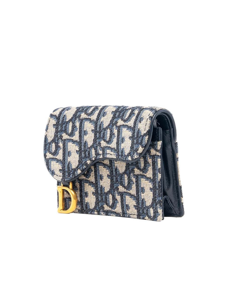 DIOR SADDLE CARD HOLDER SHORT BLUE OBLIQUE JACUARD GHW 93 MA 0272 5108