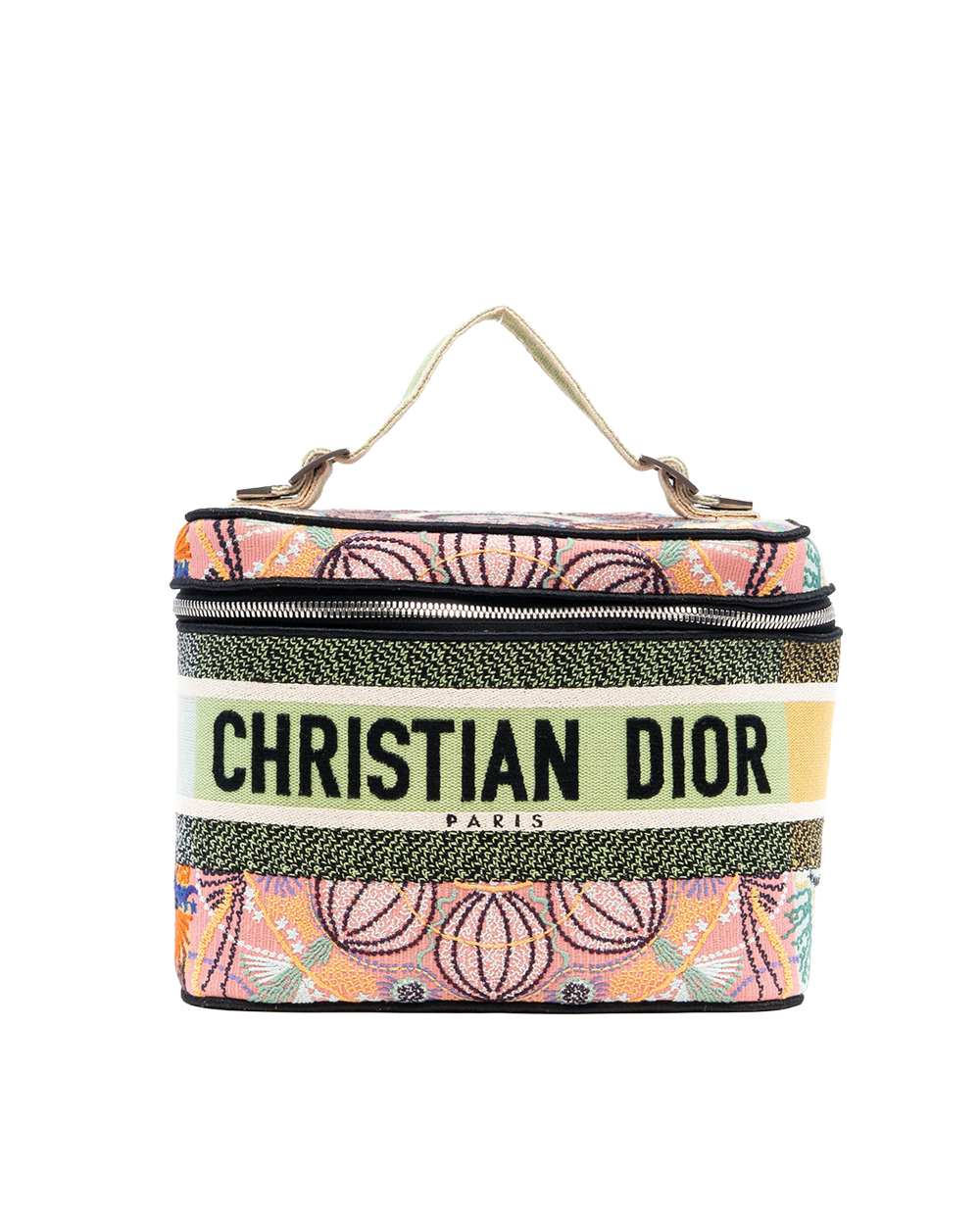 DIOR TRAVEL VANITY CASE BAG PINK GREEN JACQUARD SHW 50 MA 1200 8038