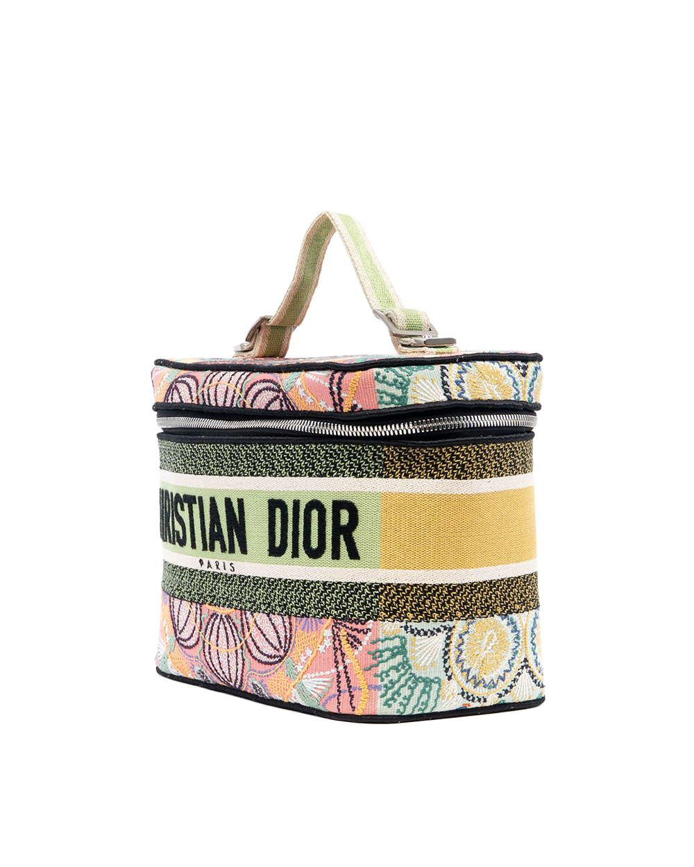 DIOR TRAVEL VANITY CASE BAG PINK GREEN JACQUARD SHW 50 MA 1200 8039