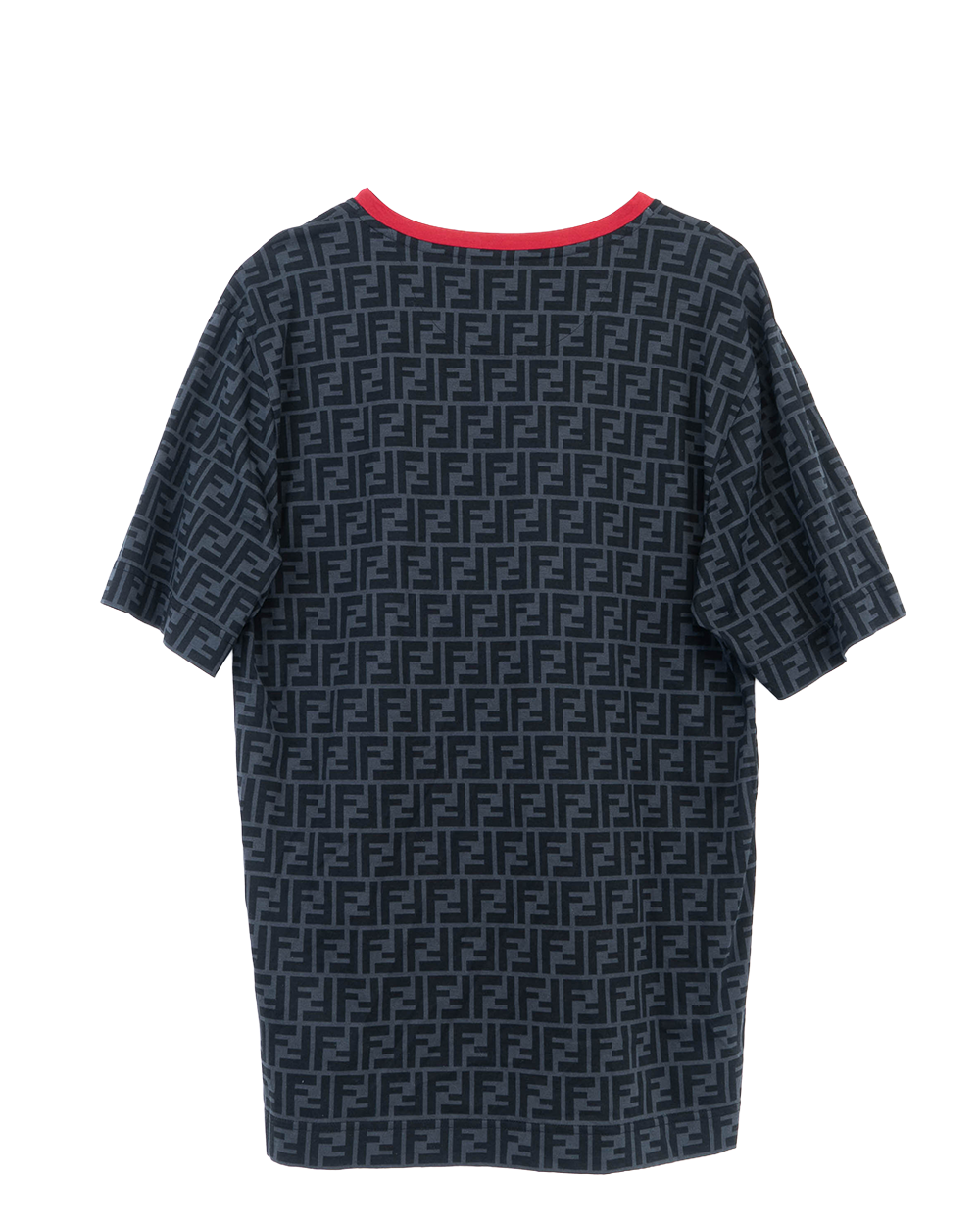 FENDI T SHIRT BLACK RED MONOGRAM COTTON 2305