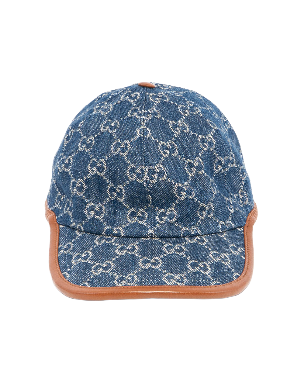 GUCCI BASEBALL CAP BROWN BLUE GG MONOGRAM DENIM GHW 2293
