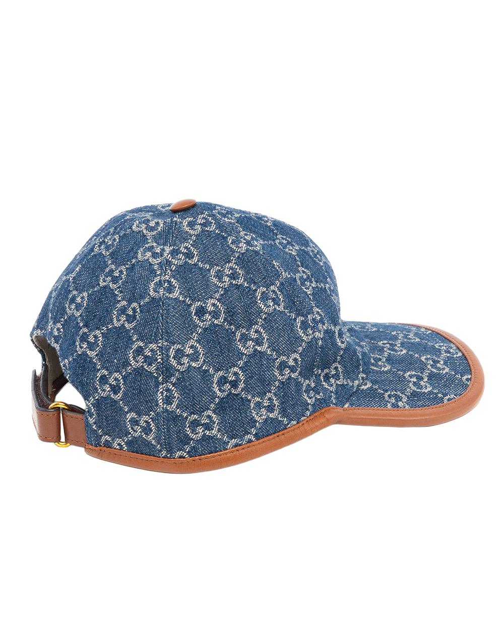 GUCCI BASEBALL CAP BROWN BLUE GG MONOGRAM DENIM GHW 2295