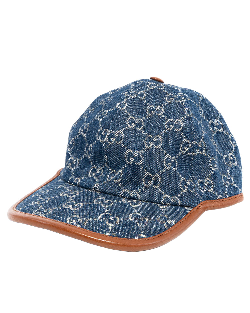 GUCCI BASEBALL CAP BROWN BLUE GG MONOGRAM DENIM GHW 2297