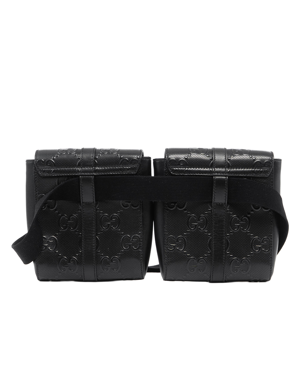 GUCCI BELT 2 PIECE BLACK GIANT GG MONOGRAM CALF SHW 631339 525040 09286