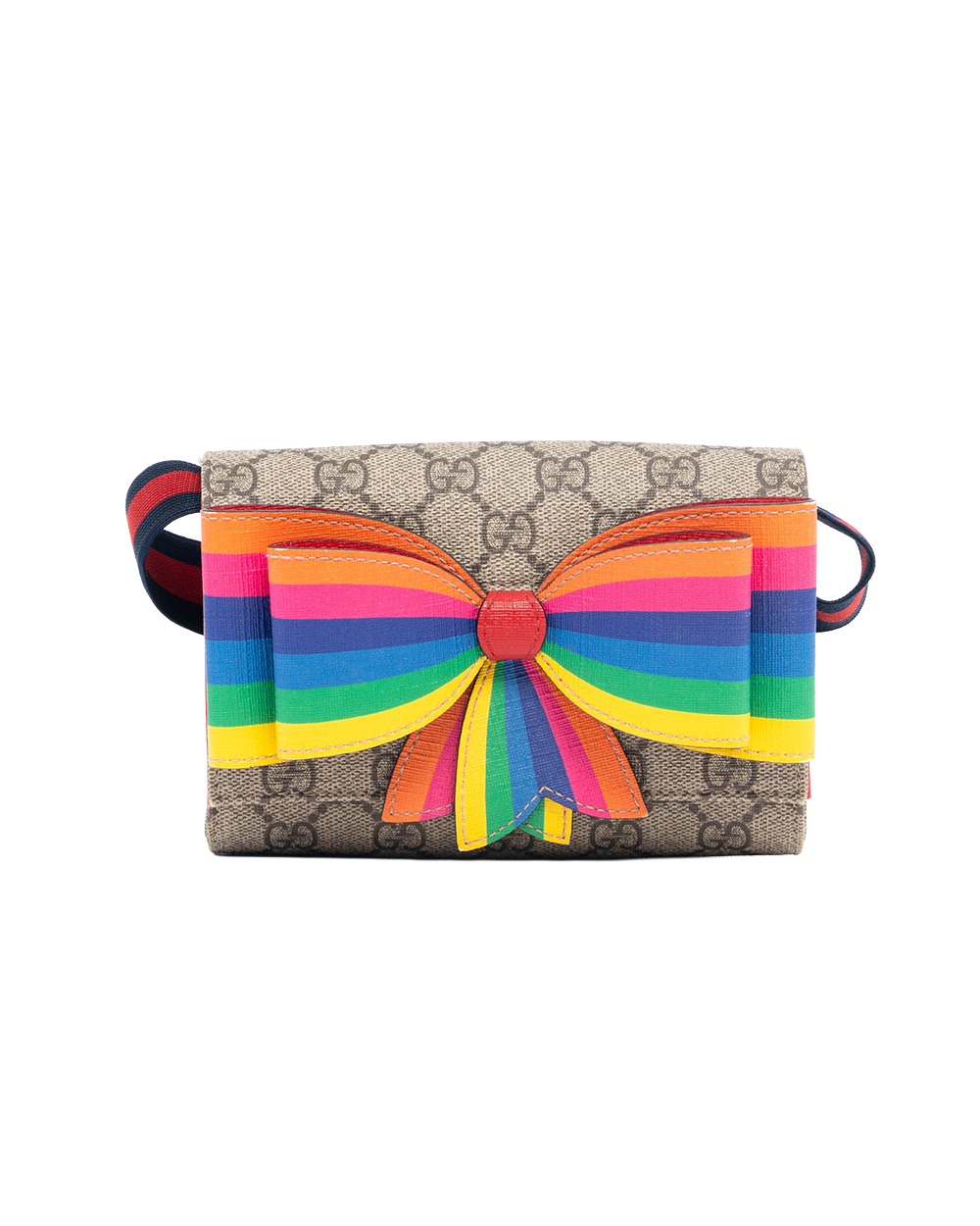 GUCCI BELT BAG BROWN RAINBOW GG MONOGRAM CANVAS SHW 525519 498879 4138