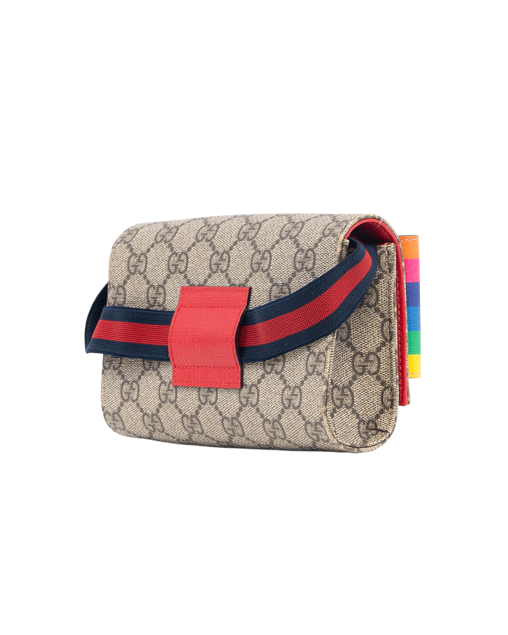 GUCCI BELT BAG BROWN RAINBOW GG MONOGRAM CANVAS SHW 525519 498879 4140